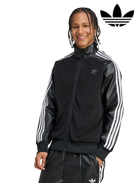 adidas Originals Black x Jeremy Scott Faux Leather Mesh Track Top (V01000) | £100