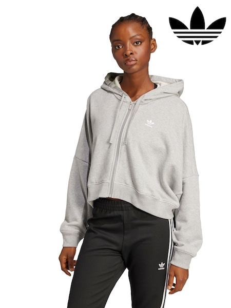 adidas Originals Grey Essentials Short Full-Zip French Terry Hoodie (V01004) | £50