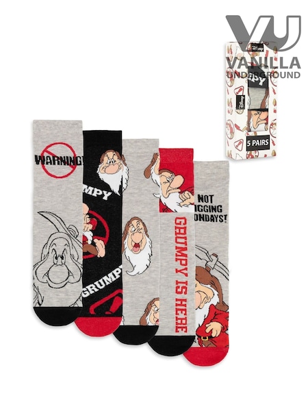 Vanilla Underground Grey Grumpy Calf Socks Set of 5 (V01105) | £21