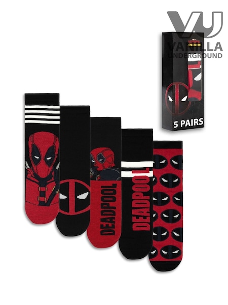 Vanilla Underground Black Deadpool Calf Socks Set of 5 (V01108) | £21