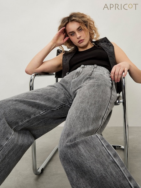 Apricot Grey Ella Wide Leg Jeans (V01186) | £52