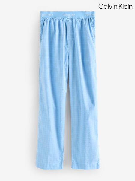 Calvin Klein Blue Cotton Poplin Sleep Joggers (V01407) | £50