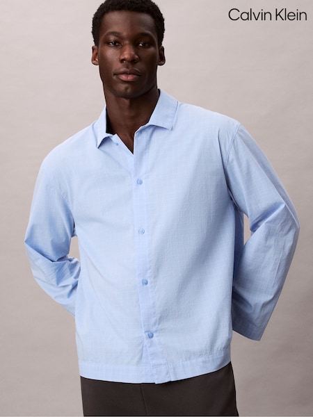 Calvin Klein Blue Cotton Poplin Pyjama Top (V01414) | £55