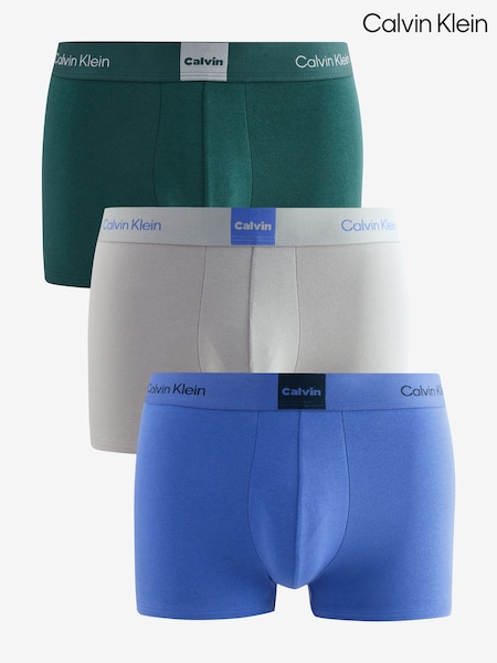 Calvin Klein Blue Trunks 3 Pack Icon Logo Graphic (V01420) | £38