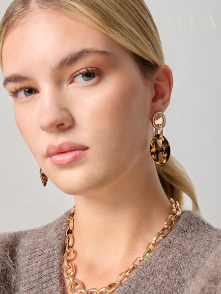 Aela Resin Drop Brown Earrings (V01481) | £10.50