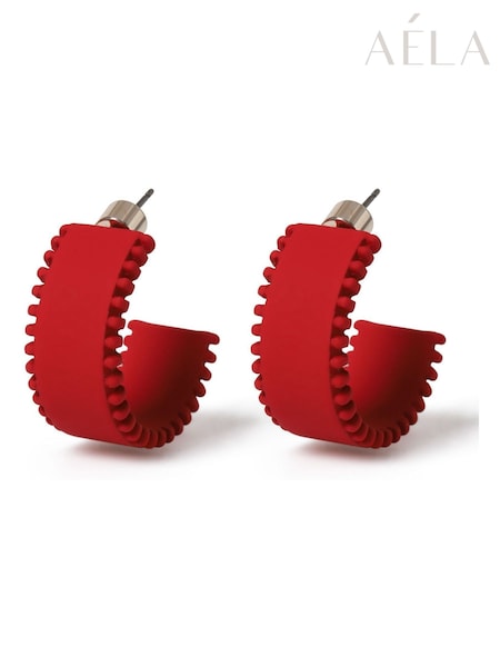 Aela Red Matte Hoop Earrings (V01490) | £10.50