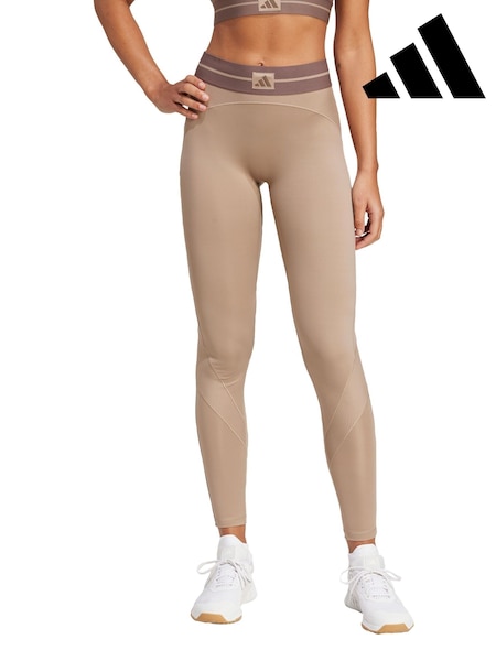 adidas Brown Hyperglam Rib 1/1 Leggings (V01505) | £40