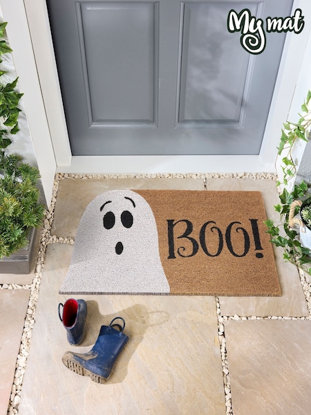 My Mat Natural Halloween Boo Coir Doormat (V01570) | £20