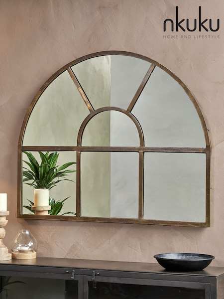Nkuku Brass Imoma Iron Overmantel Arch Mirror (V01659) | £375