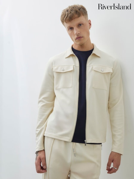 River Island Cream Slim Fit Zip Through Jacket (V01674) | £44