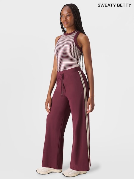 Sweaty Betty Red 32 inch inside seam Explorer Side Stripe Wide Leg 32" Trousers (V01692) | £118