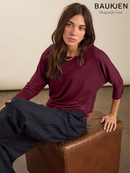 Baukjen Red Spenser Relaxed Boat Neck Top (V01724) | £75