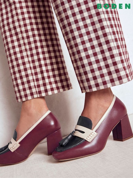 Boden Red Sol Block Heeled Penny Loafers (V01755) | £139