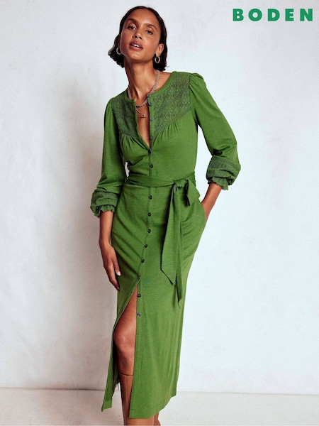 Boden Green Pippa Broderie Jersey Dress (V01775) | £129