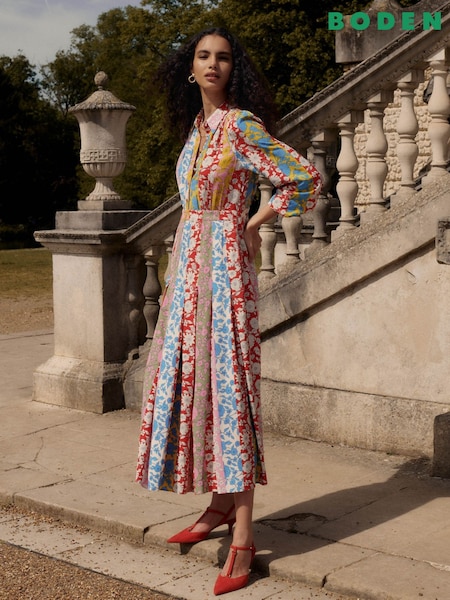Boden Blue Pleat Skirt Shirt Dress (V01800) | £169