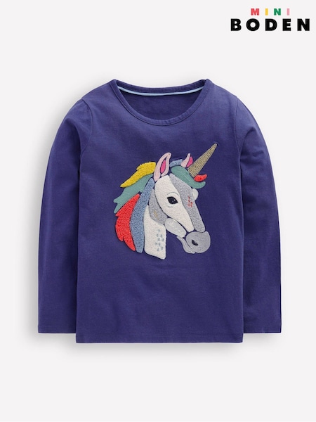 Boden Blue Long Sleeve Boucle T-Shirt (V01813) | £19 - £21