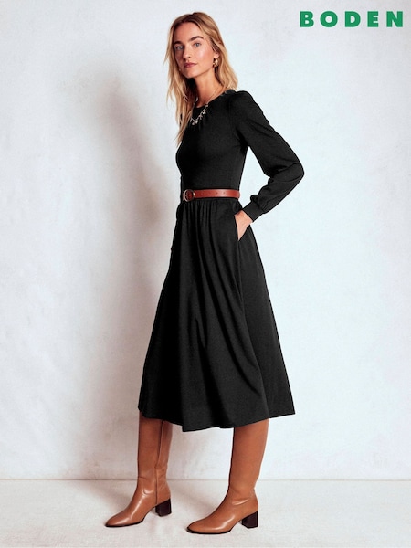 Boden Black Alexandra Jersey Midi Dress (V01861) | £89