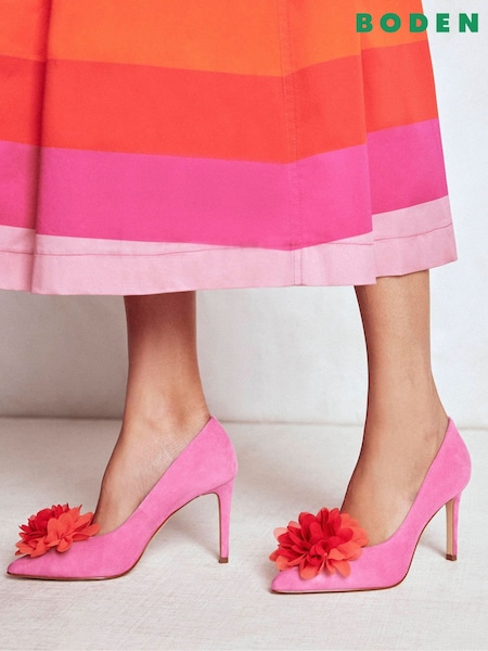 Boden Pink Flower Point Heels (V01904) | £139
