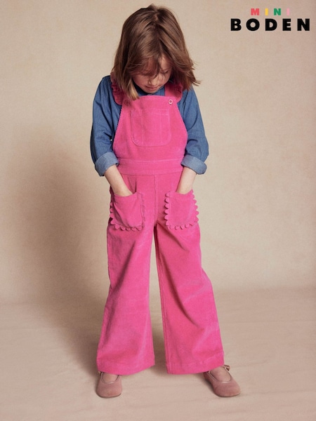 Boden Pink Frill Dungarees (V01905) | £37 - £42