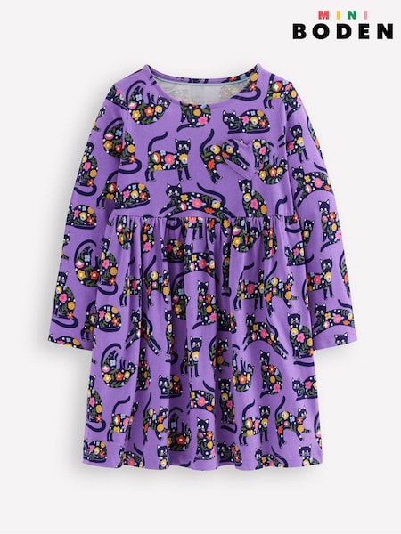 Boden Purple Heart Pocket Fun Jersey Dress (V01913) | £23 - £27