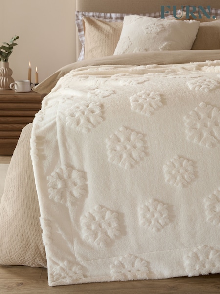 Furn Snow White Snowflakes Faux Fur Throw (V01964) | £48