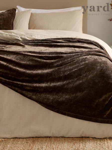 Yard Brown Heavy Chenille Velvet Throw (V01967) | £38 - £48