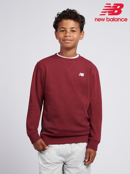 New Balance Red French Terry Small Logo Crew Sweatshirt (V02217) | £45 - £54