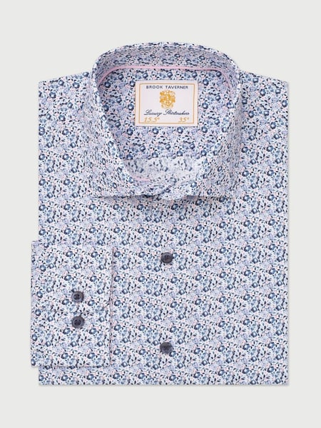 Brook Taverner Blue Floral Shirt (V02270) | £50