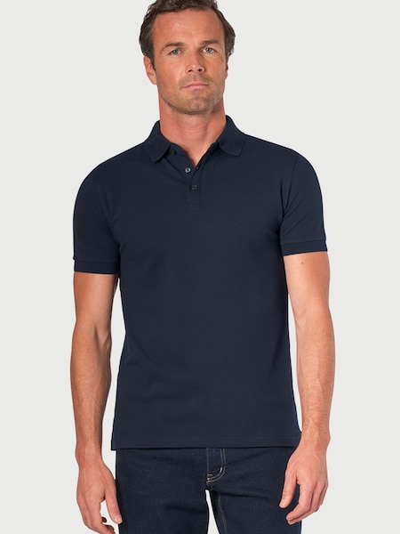 Brook Taverner Blue Stretch Cotton Polo Shirt (V02288) | £40