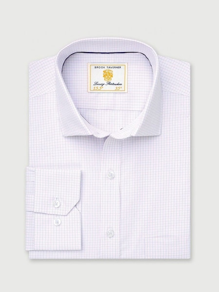 Brook Taverner Pink Micro Check Oxford Cotton Shirt (V02300) | £50