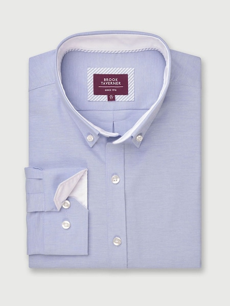 Brook Taverner Blue Stretch Oxford Cotton Shirt (V02311) | £50