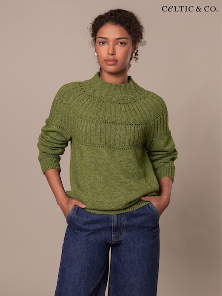 Celtic & Co. Green Textured Yoke Jumper (V02330) | £135