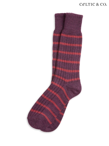 Celtic & Co. Ladies Merino Cotton Striped Socks (V02333) | £32