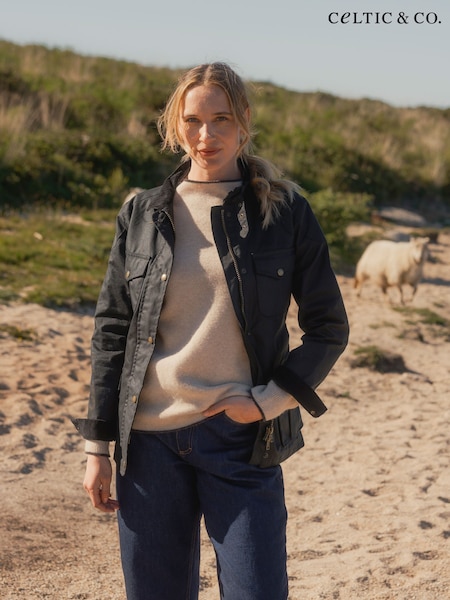 Celtic & Co. Waxed Cotton Utility Black Jacket (V02348) | £295