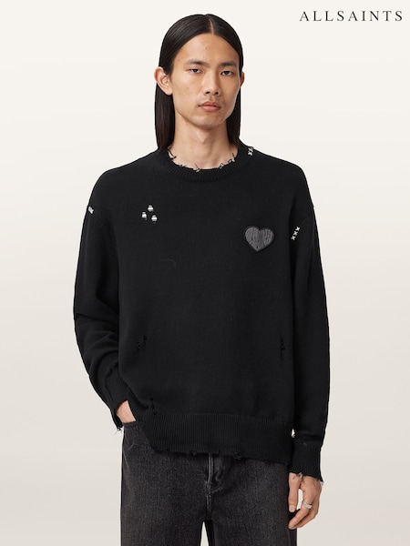 AllSaints Black Theo Crew Neck Jumper (V02431) | £139
