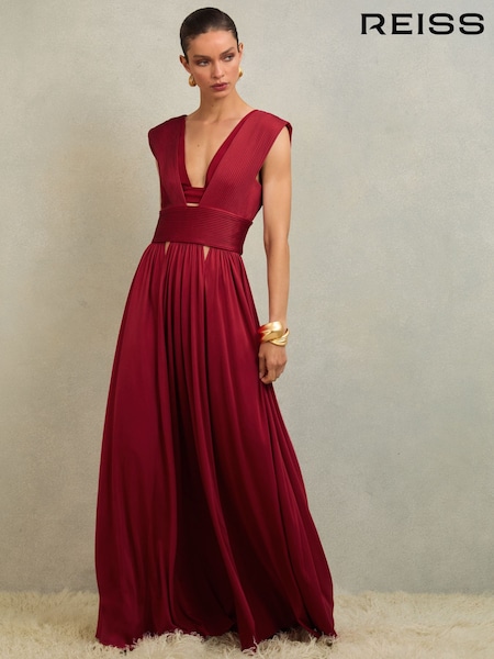 Atelier Red Jasmine Atelier Cut-Out Pleated Maxi Dress (V02488) | £595