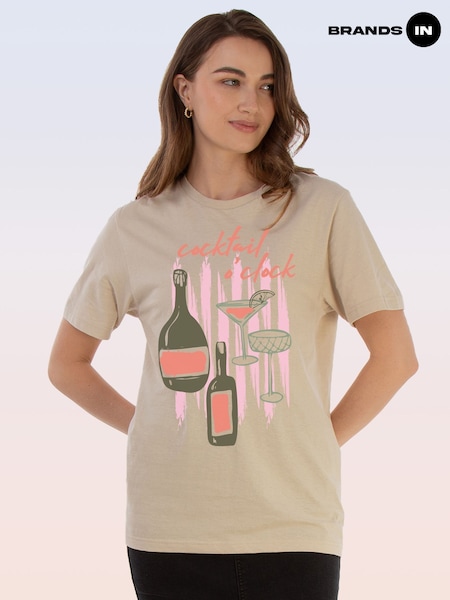Brands In Natural Cocktail O Clock Graphic T-Shirt (V02501) | £19