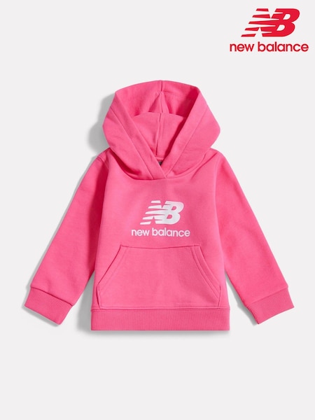 New Balance Pink Stacked Logo FT Hoodie (V02679) | £40