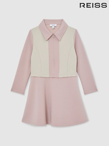 Reiss Neutral Marling 13-14 yrs Colour-Block Interlock Dress (V02722) | £53