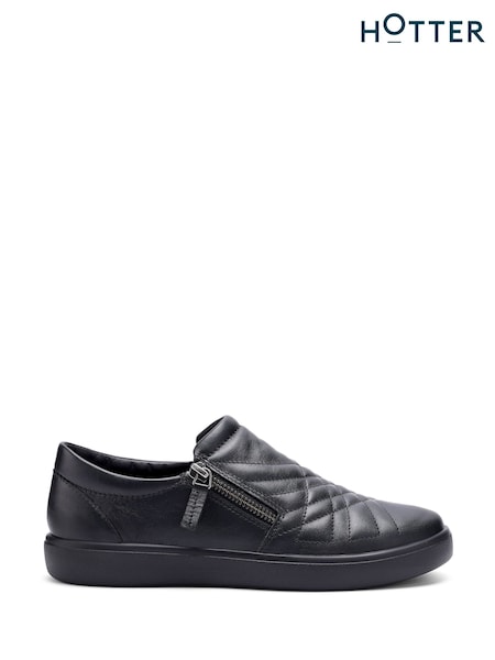 Hotter Black Regular Fit Poppy Slip-On/Zip Shoes (V03017) | £79
