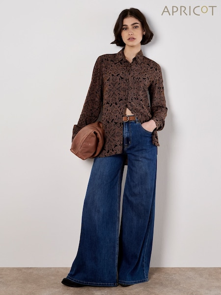 Apricot Brown Mono Paisley Two Pocket Sheer Shirt (V03301) | £40