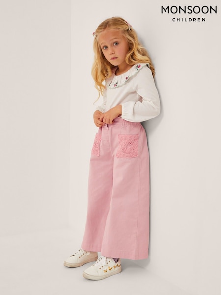 Monsoon Pink Crochet Pocket High Waist Trousers (V03333) | £25 - £29