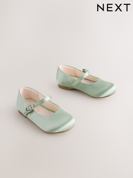 Green Wide Fit (G) Flower Girl Occasion Mary Jane Shoes (V03366) | £20 - £22