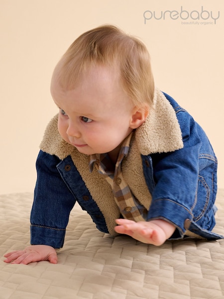 Purebaby Blue Denim Sherpa Jacket (V03515) | £48