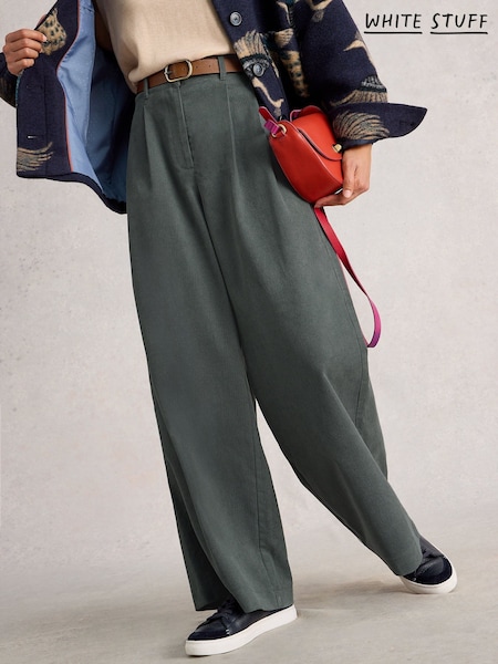 White Stuff Green Sasha Cord Wide Leg Trousers (V03566) | £75