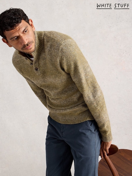 White Stuff Green Ombre Button Neck Jumper (V03577) | £65