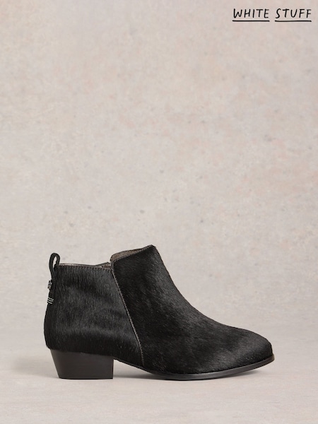 White Stuff Black Willow Leather Pony Ankle Boots (V03581) | £79