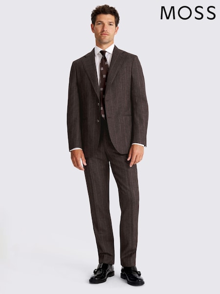 MOSS Italian Tailored Fit Brown Stripe Jacket (V03589) | £259