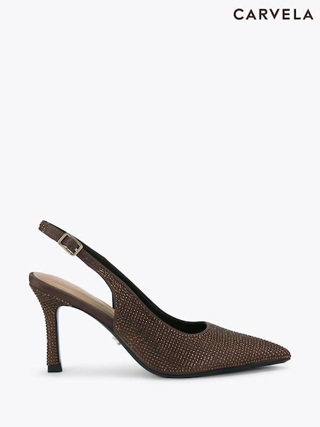 Carvela Brown Corletta Sling Jewel Shoes (V03611) | £129