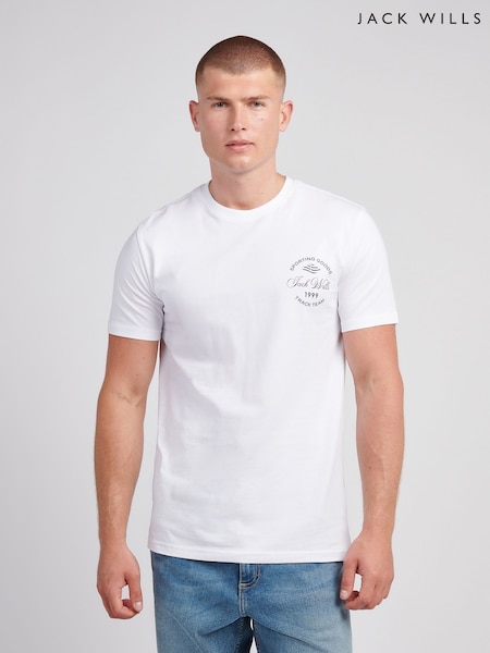 Jack Wills White Sporting Goods Graphic T-Shirt (V03684) | £25